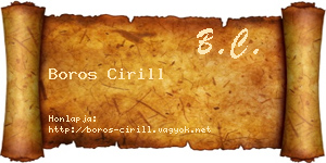 Boros Cirill névjegykártya